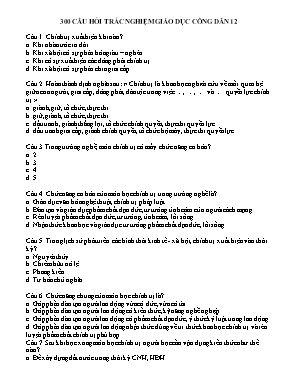 300 Câu hỏi trắc nghiệm Giáo dục công dân cả năm (Có đáp án)